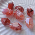 天然水晶 切面水晶 紅膠花 隨機 1顆 15-18mm/19-22mm