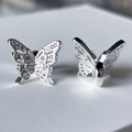 鑲鑽 雙層翅膀 蝴蝶 14K/亮銀 隔珠 15.3*12.6 mm 1入_4