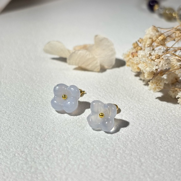 藍瑪瑙小花隨意扣  配件 台中水晶批發 台中水晶