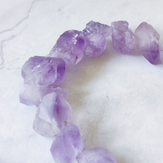 天然水晶 原石水晶 紫水晶 通孔 7入 單圈  飾品材料 