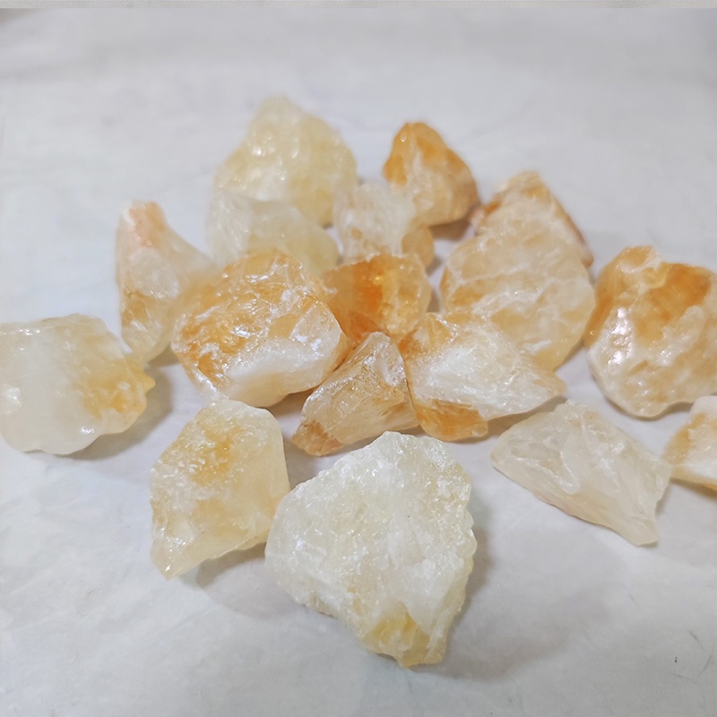 天然水晶 原石水晶 黃水晶 通孔 大顆粒 7入/19mm-27mm 銅線編織 飾品材料 手串 水晶擺飾