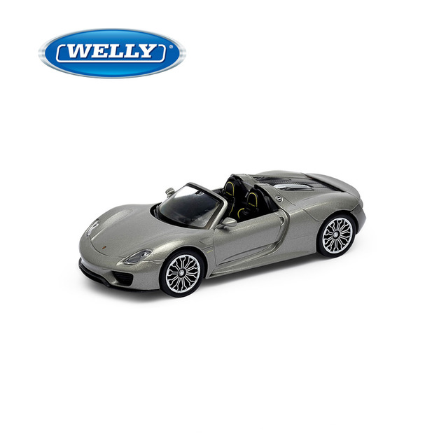 【WELLY 威利】4.75吋 保時捷 Porsche 918 Spyder 經典敞篷超跑模型 43702C-CW