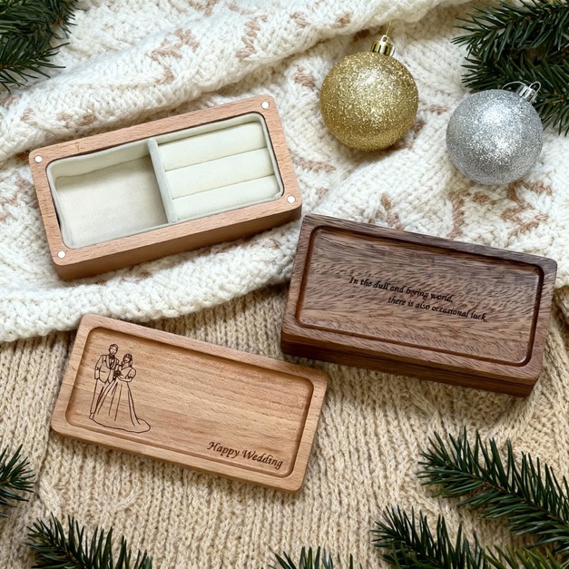 【客製化商品】原木小飾品盒 實木材質 附精美包裝盒 文字/圖像雕刻