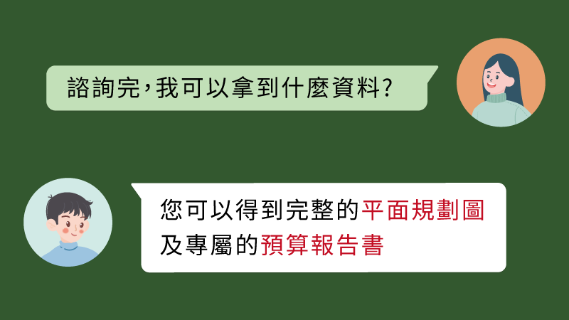 加入LINE領取裝修清單對話示意圖