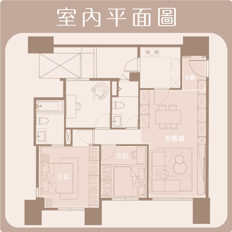 3房23坪室內設計平面圖
