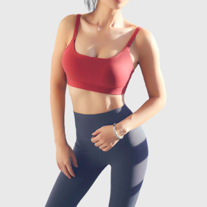 SALE-中強度 双直細肩帶美背Bra【棗紅色】現貨