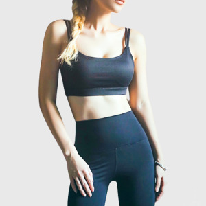 SALE-中強度 双直細肩帶美背Bra【黑色】現貨