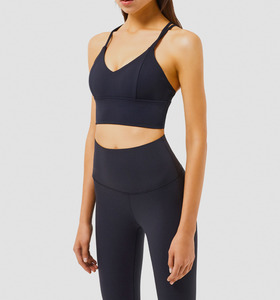 SALE-高強度 双細線交叉肩帶美背Bra【黑色】現貨