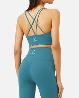 SALE-高強度 双細線交叉肩帶美背Bra【湖水藍】現貨