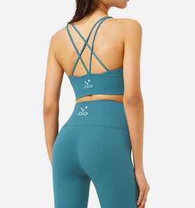 SALE-高強度 双細線交叉肩帶美背Bra【湖水藍】現貨