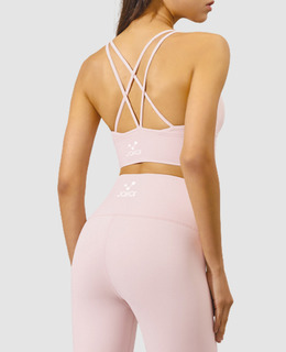 SALE-高強度 双細線交叉肩帶美背Bra【淺粉紅】現貨