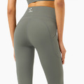 SALE-高強度 雙側袋高腰提臀Legging【綠灰色】現貨_2