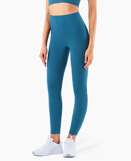 SALE-中強度 萊卡一片式剪裁高腰Legging【湖水藍】現貨