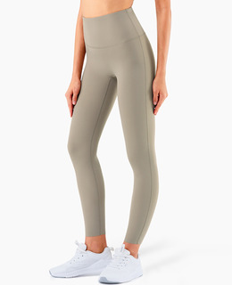 SALE-中強度 萊卡一片式剪裁高腰Legging【卡其色】現貨