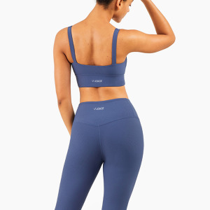 SALE-中度羅紋運動外搭美背Bra【墨水藍】