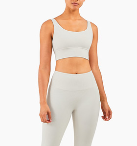 SALE-中度羅紋運動外搭美背Bra【象牙色】