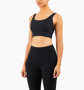 SALE-中度羅紋運動外搭美背Bra【黑色】