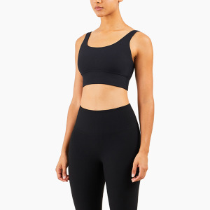 SALE-中度羅紋運動外搭美背Bra【黑色】