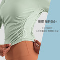 SALE-新款 | 春夏 裸感高彈抓皺修身 長袖上衣 Long Sleeves【粉綠色】_4