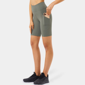 SALE-高强度 春夏4分 健身瑜珈單車短褲 LEGGING【綠灰色】