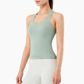 SALE-新款 | 春夏 裸感高彈性Y字收背 運動上衣 Tank Top【粉綠色】_1