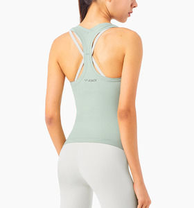 SALE-新款 | 春夏 裸感高彈性Y字收背 運動上衣 Tank Top【粉綠色】