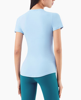 SALE-新款 | 春夏 裸感高彈性 短袖上衣 Short Sleeve【淺粉藍】