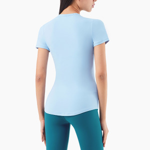 SALE-新款 | 春夏 裸感高彈性 短袖上衣 Short Sleeve【淺粉藍】