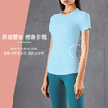 SALE-春夏 裸感高彈性 短袖上衣 Short Sleeve【湖水藍】_4