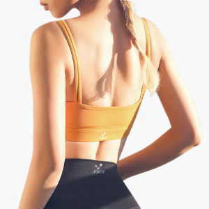 SALE-中強度 双直細肩帶美背Bra【薑黃色】現貨