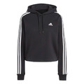(女)【愛迪達ADIDAS】ESSENTIALS 3-STRIPES 長袖連帽上衣-黑 IC8767