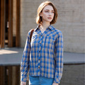 (女)【歐都納ATUNAS】女款格子長短袖襯衫-藍格 A1SH2403W_1