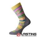 【LASTING 捷克】美麗諾羊毛中筒健行襪-黃灰 LT-WLI648_1