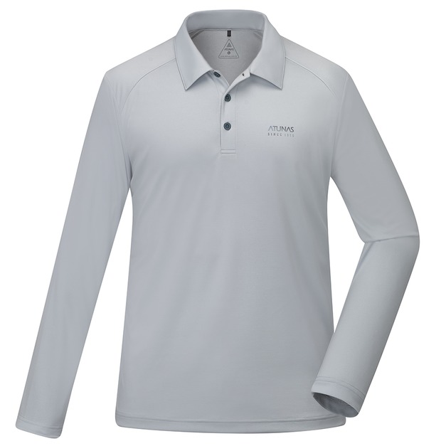 (男)【歐都納ATUNAS】長袖排汗抗菌POLO衫-靛藍/岩灰 A6PS2423MB/A6PS2423MG