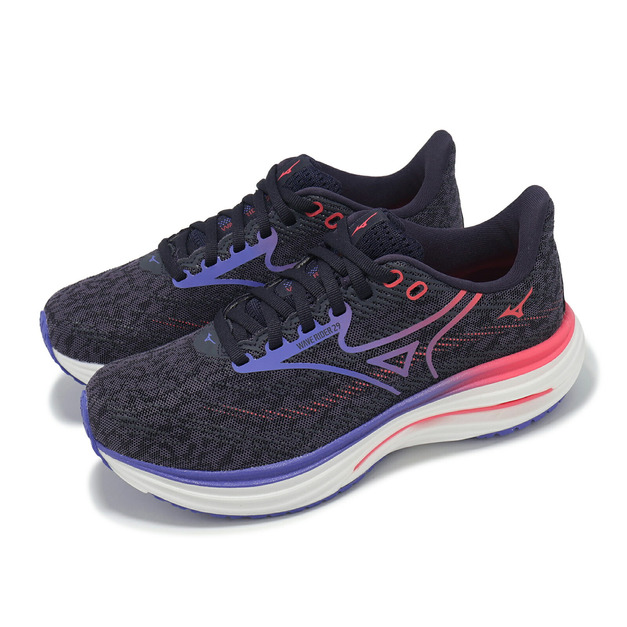 (女)【美津濃MIZUNO】Wave Rider 29 超寬楦慢跑鞋-丈青/紫 J1GD250621