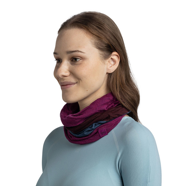 【BUFF】舒適繽紛 205 gsm美麗諾羊毛頭巾-艷彩紫紅 BF132890-535