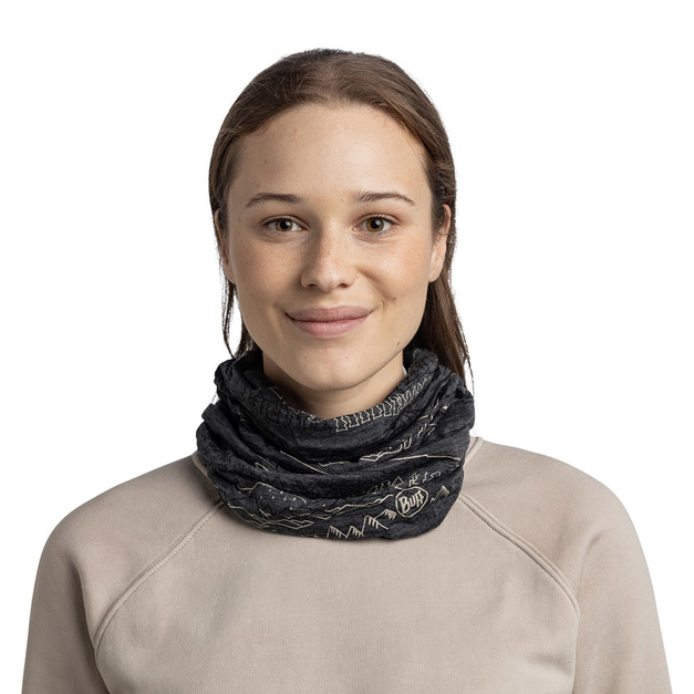 【BUFF】舒適印花 125 gsm美麗諾羊毛頭巾-山徑灰 BF136629-937