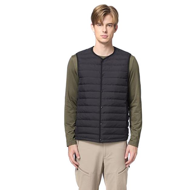 (男)【Wildland 荒野】700FP輕暖V領羽絨背心-皇室黑 0B32176-148