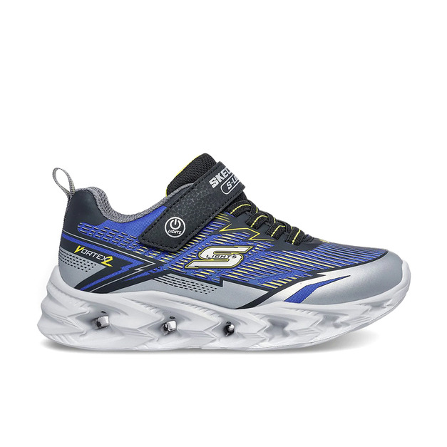 (童)【斯克威爾SKECHERS】S-Lights: Vortex 2.0燈鞋-灰藍 400605LSLBK
