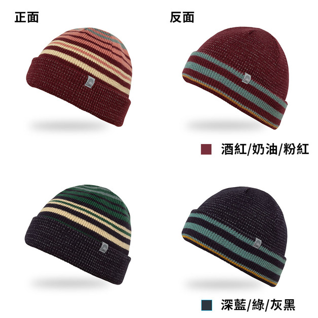 【Sunday Afternoons】條紋壓克力混紡反光保暖帽-酒紅/深藍 SAG5589732C-107/-391