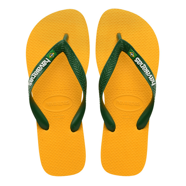 (男)【Havaianas】Brazil Logo Flip Flops 巴西國旗人字拖-黃綠 4110850-1740