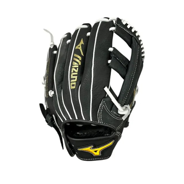 【美津濃MIZUNO】 少年用牛豬混皮十字檔11.5吋棒球手套-黑色 1ATGY26210-09