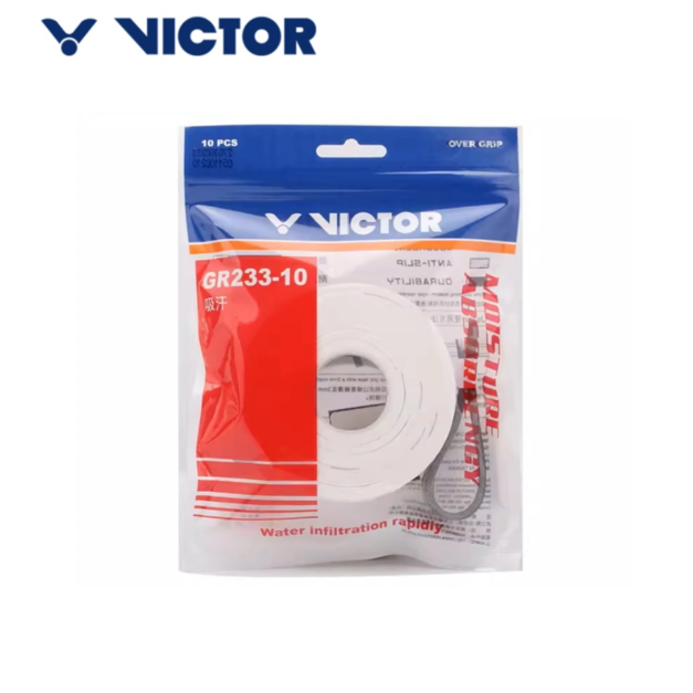 【勝利VICTOR】羽球/網球/匹克球 外握把布 握把皮 (十入) 薄/黏性/耐用  GR233-10 黑白兩色