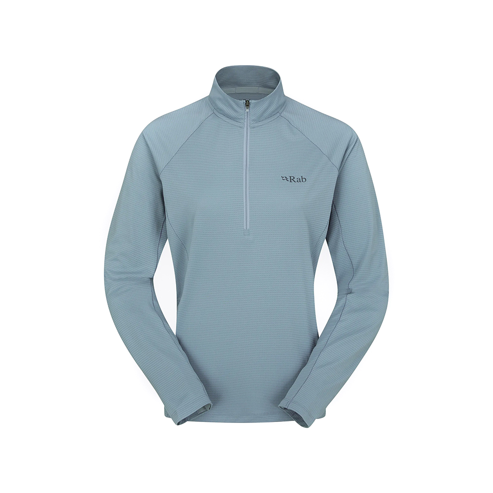 (女)【RAB】Sonic LS Zip 半拉鍊長袖排汗衣- 堡壘灰/暴風藍 RQBL04CIT/RQBL04TMB