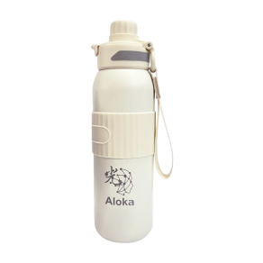 【Aloka】鈦動杯 運動保溫杯 600ml (白)+贈黑豆茶禮盒20入