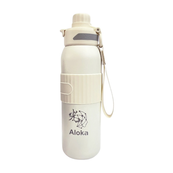【Aloka】鈦動杯 運動保溫杯 600ml (白)+贈黑豆茶禮盒20入