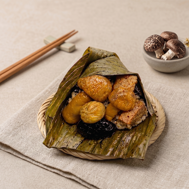 「預購」【瑞康】冷凍粽-巴西蘑菇素肉丸養生素粽*6顆