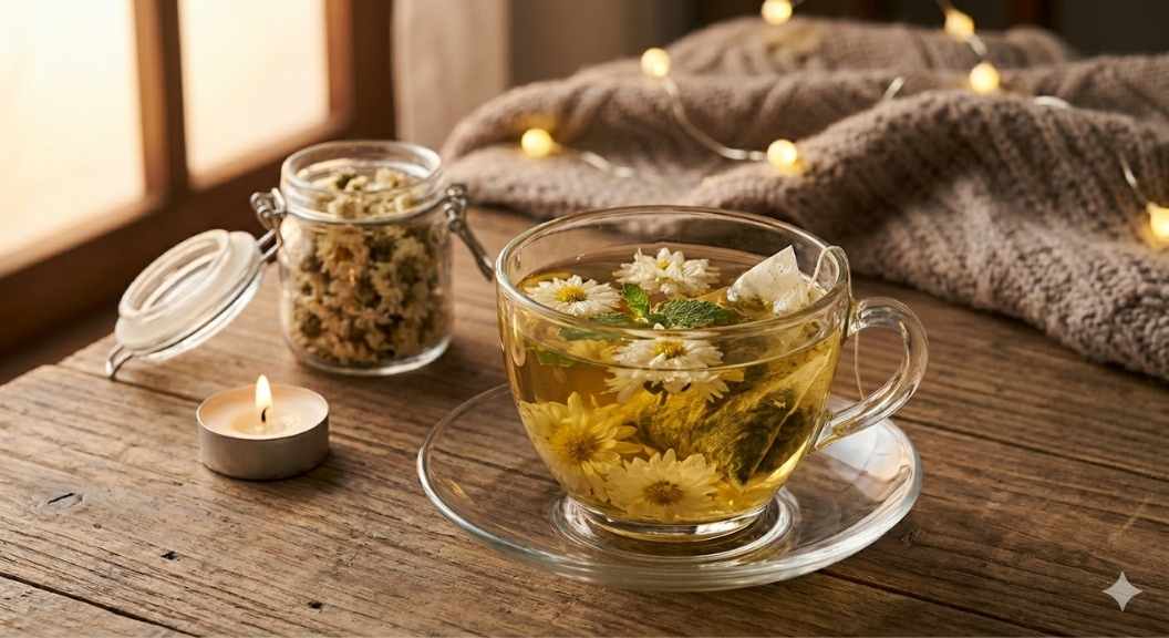晚安舒眠：白雪杭菊香蜂草舒緩茶 (無咖啡因)