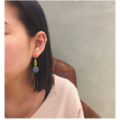 灰黃琉璃幾何耳環_1