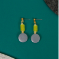 灰黃琉璃幾何耳環